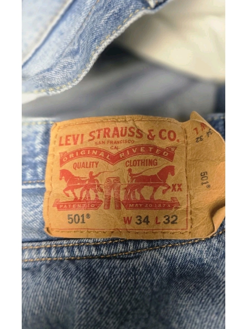 Light Wash Distressed Jeans - Blue - Picture 5 of 7